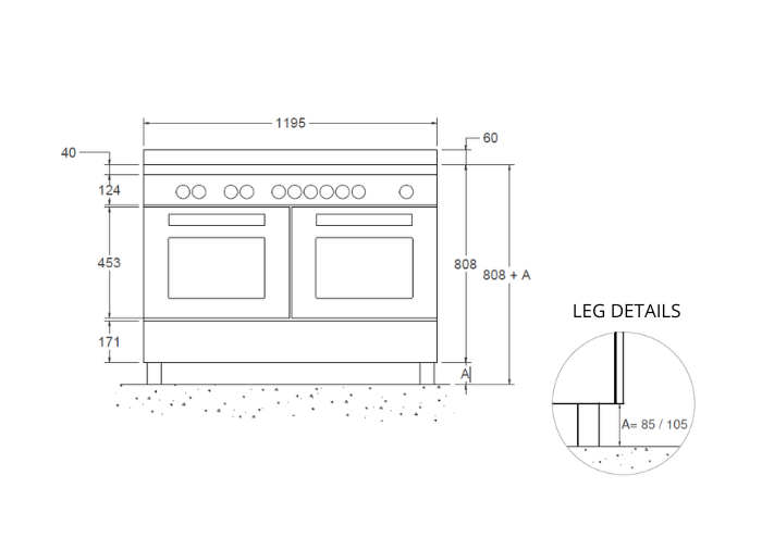 120 cm induction top + griddle, electric double oven | Bertazzoni